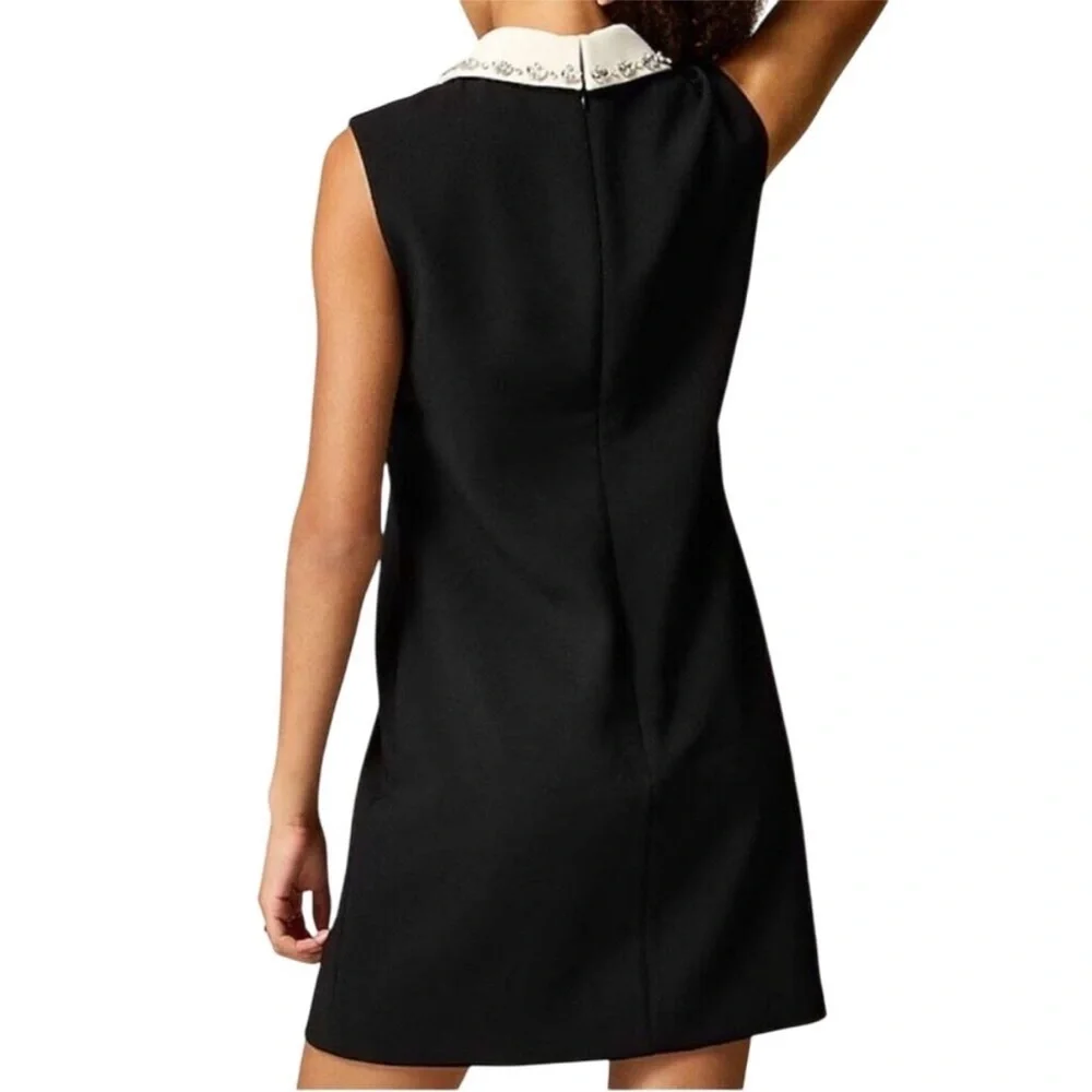 NWT J.CREW Embellished Collard Shift Dress In Stretch Crepe 12 - Picture 3 of 10